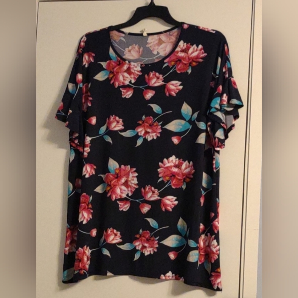Bellamie multicolor short sleeve blouse 3XL
